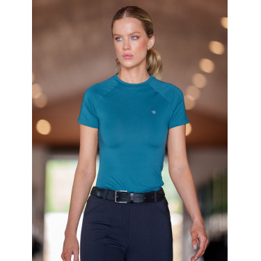 Maglia base Equestrian Stockholm Dynamic da donna a maniche corte Blu teal