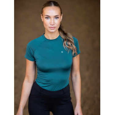 Maglia base Equestrian Stockholm Dynamic da donna a maniche corte Blu teal