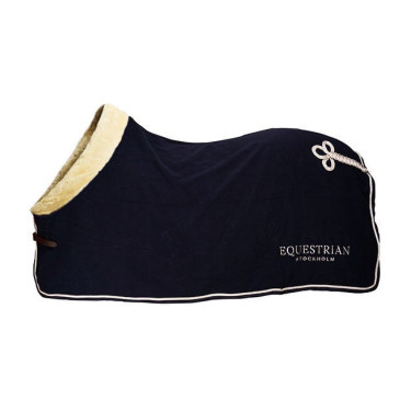 Coperta in pile Equestrian Stockholm con pelliccia Marina Blu marino