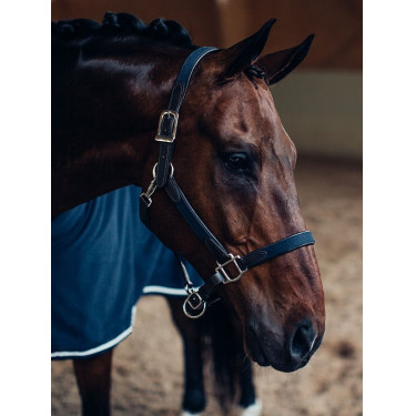 Capezza e longhina in cuoio Equestrian Stockholm con catena Marina Blu marino