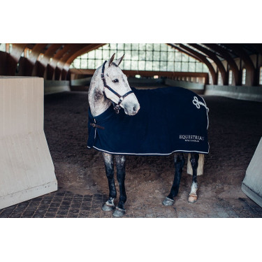 Capezza e longhina in cuoio Equestrian Stockholm con catena Marina Blu marino