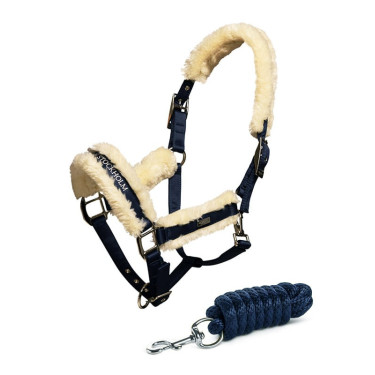 Capezza e lunghina Equestrian Stockholm con pelliccia Marina Blu marino