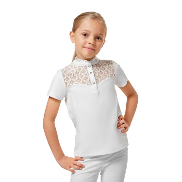 Polo da concorso Equestrian Stockholm Cristal Champion Young Rider Bianco Polo da concorso Equestrian Stockholm Cristal Champion Young Rider Bianco