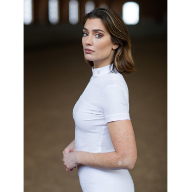 Polo da gara Equestrian Stockholm Divine Motion donna maniche corte Sweden Bianco Polo da gara Equestrian Stockholm Divine Motion donna maniche corte Sweden Bianco