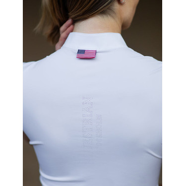 Polo da concorso Equestrian Stockholm Divine Motion donna maniche corte USA Bianco Polo da concorso Equestrian Stockholm Divine Motion donna maniche corte USA Bianco