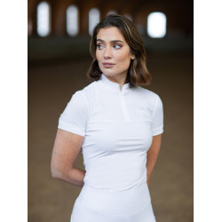 Polo da concorso Equestrian Stockholm Divine Motion donna maniche corte USA Bianco Polo da concorso Equestrian Stockholm Divine Motion donna maniche corte USA Bianco