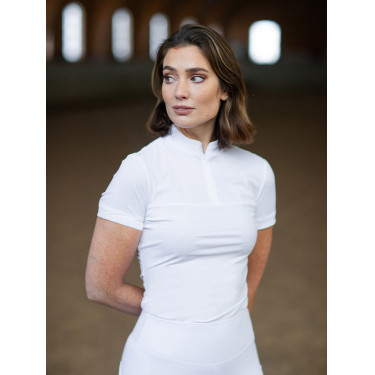 Polo da concorso Equestrian Stockholm Divine Motion donna maniche corte USA Bianco Polo da concorso Equestrian Stockholm Divine Motion donna maniche corte USA Bianco