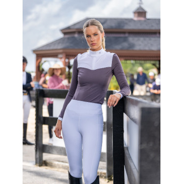 Polo da concorso Equestrian Stockholm Fine Line donna Viola scuro Polo da concorso Equestrian Stockholm Fine Line donna Viola scuro