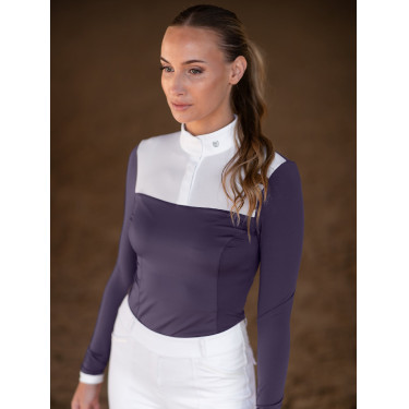 Polo da concorso Equestrian Stockholm Fine Line donna Viola scuro Polo da concorso Equestrian Stockholm Fine Line donna Viola scuro