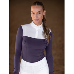 Polo da concorso Equestrian Stockholm Fine Line donna Viola scuro Polo da concorso Equestrian Stockholm Fine Line donna Viola scuro