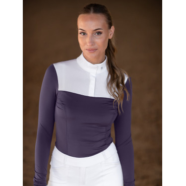 Polo da concorso Equestrian Stockholm Fine Line donna Viola scuro Polo da concorso Equestrian Stockholm Fine Line donna Viola scuro