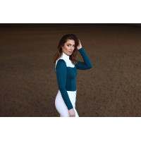 Polo da concorso Equestrian Stockholm Light Breeze da donna a maniche lunghe Prateria blu Polo da concorso Equestrian Stockholm Light Breeze da donna a maniche lunghe Prateria blu