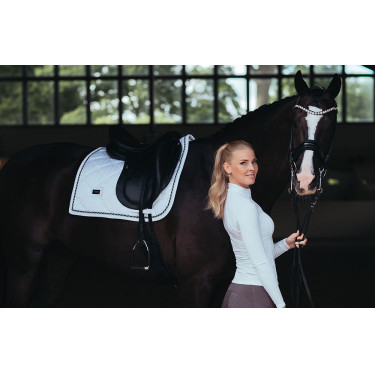 Polo da concorso Equestrian Stockholm Light Breeze donna maniche lunghe UV Perfezione bianca