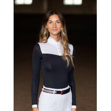 Polo da concorso Equestrian Stockholm Revenew a maniche lunghe da donna Oceano scuro