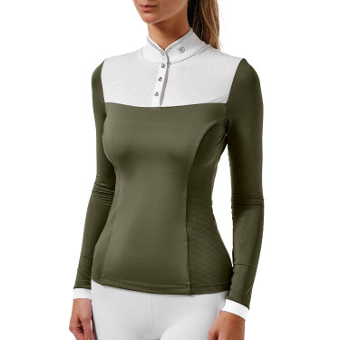 Polo da concorso Equestrian Stockholm Revenew a maniche lunghe da donna Valle frappante Verde