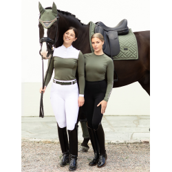 Polo da concorso Equestrian Stockholm Revenew a maniche lunghe da donna Valle frappante Verde