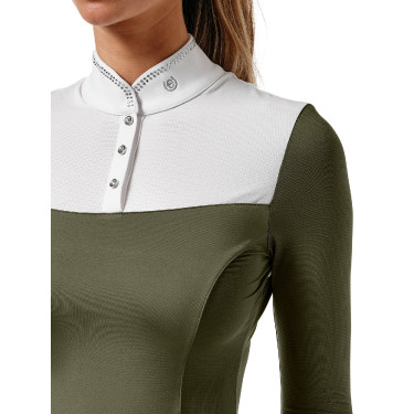 Polo da concorso Equestrian Stockholm Revenew a maniche lunghe da donna Valle frappante Verde