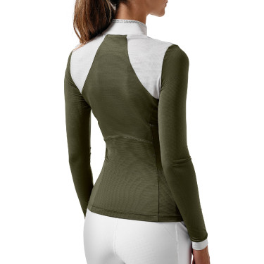 Polo da concorso Equestrian Stockholm Revenew a maniche lunghe da donna Valle frappante Verde