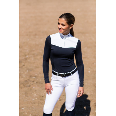 Polo da concorso a maniche lunghe Equestrian Stockholm refined donna Marina Blu marino