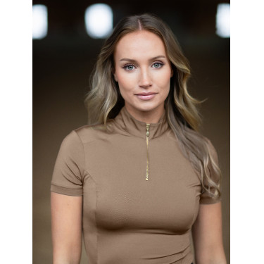 Polo UV Protection Equestrian Stockholm a maniche corte da donna Champagne Beige