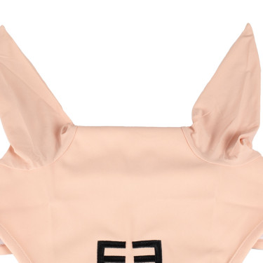 Cuffia antimosche Equestro cube stretch tecnica con logo Rosa cammeo