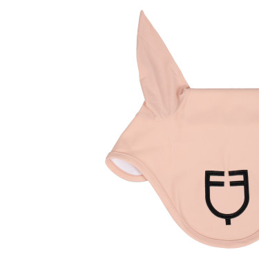Cuffia antimosche Equestro cube stretch tecnica con logo Rosa cammeo