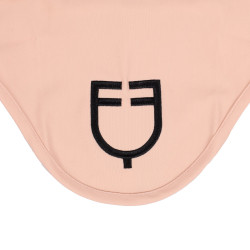 Cuffia antimosche Equestro cube stretch tecnica con logo Rosa cammeo