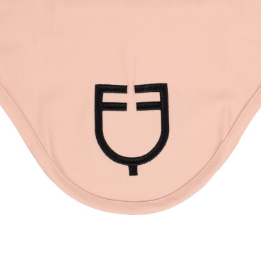 Cuffia antimosche Equestro cube stretch tecnica con logo Rosa cammeo