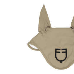 Cuffia antimosche Equestro cube stretch tecnica con logo Tan Oxford Rosa