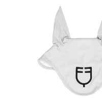 Cuffia antimosche Equestro cube stretch tecnica con logo Rosa cammeo