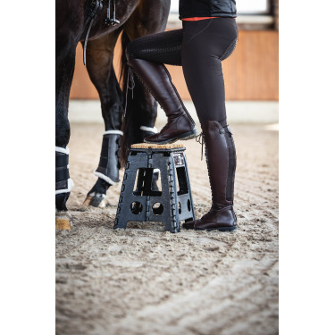 Sgabello pieghevole con zerbino HKM Nero