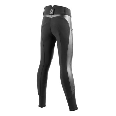 Pantaloni da equitazione ragazza Tattini Verbena con inserti in pelle ecologica Nero