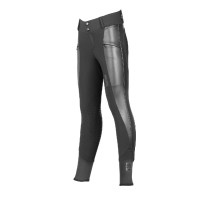 Pantaloni da equitazione ragazza Tattini Verbena con inserti in pelle ecologica Nero