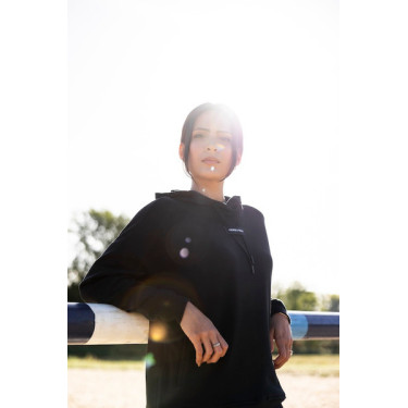 Felpa da equitazione con cappuccio Horse Pilot donna Nero