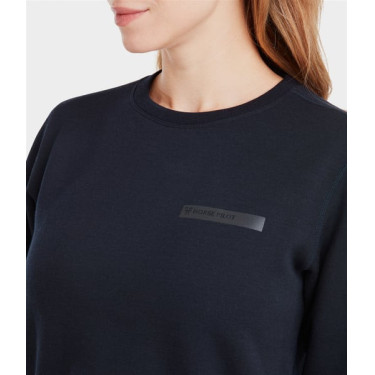 Felpa da equitazione da donna Horse Pilot in lana Merino Notte scura Nero