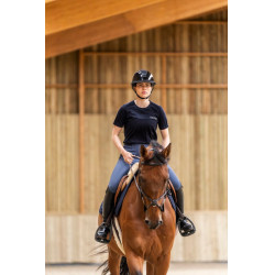 T-shirt da equitazione Horse Pilot in lana Merino da donna Notte scura Nero