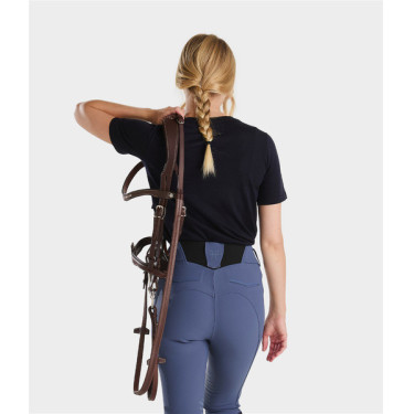 T-shirt da equitazione Horse Pilot in lana Merino da donna Notte scura Nero