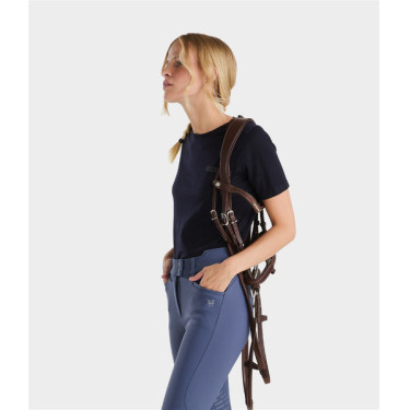 T-shirt da equitazione Horse Pilot in lana Merino da donna Notte scura Nero