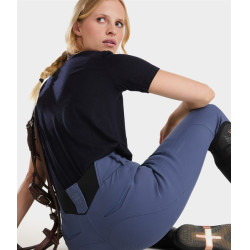 T-shirt da equitazione Horse Pilot in lana Merino da donna Notte scura Nero