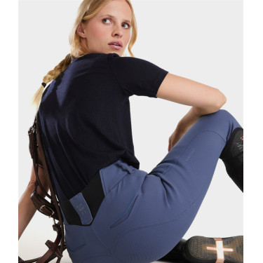 T-shirt da equitazione Horse Pilot in lana Merino da donna Notte scura Nero