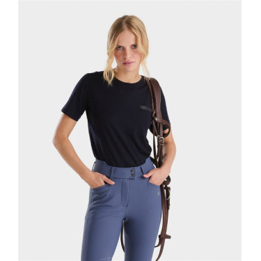 T-shirt da equitazione Horse Pilot in lana Merino da donna Notte scura Nero