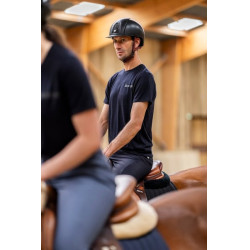 T-shirt da equitazione Horse Pilot in lana merino da uomo Notte scura Nero