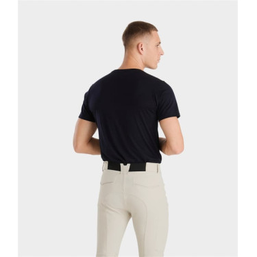 T-shirt da equitazione Horse Pilot in lana merino da uomo Notte scura Nero