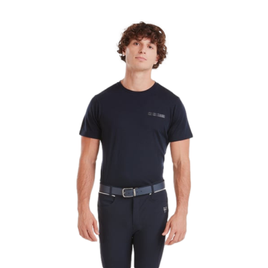 T-shirt da equitazione Horse Pilot in lana merino da uomo Notte scura Nero