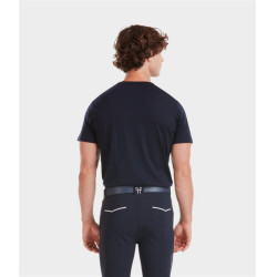 T-shirt da equitazione Horse Pilot in lana merino da uomo Notte scura Nero