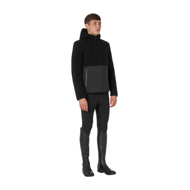 Giacca impermeabile da uomo con inserti in tessuto Teddy Equestro Nero