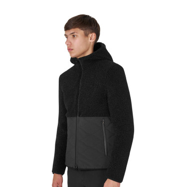 Giacca impermeabile da uomo con inserti in tessuto Teddy Equestro Nero