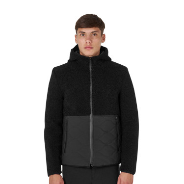 Giacca impermeabile da uomo con inserti in tessuto Teddy Equestro Nero