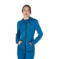 Felpa tecnica da donna in jersey con cerniera Equestro Cammeo rosa