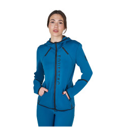 Felpa tecnica da donna in jersey con cerniera Equestro Blu corallo
